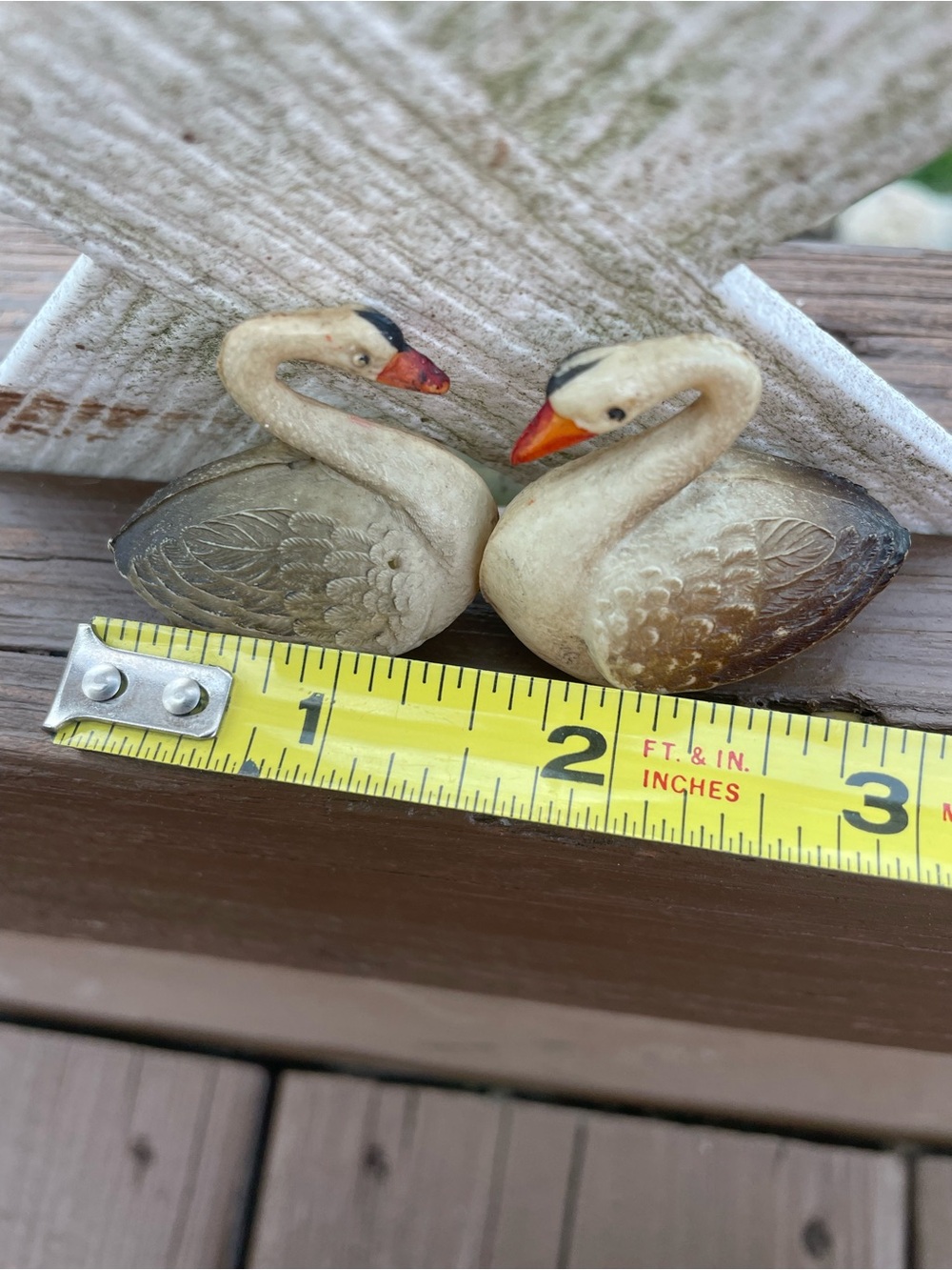 Tiny Vintage Celluloid Swan Pair Decorative Figures Rare Unique - Picture 4 of 5